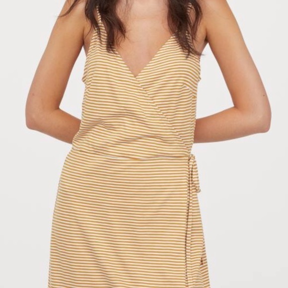 yellow wrap dress h&m